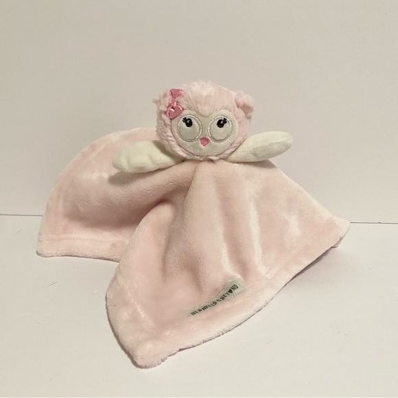 blankets & beyond Other - Blankets & Beyond Owl Lovey Security Blanket Pink White Baby Boy Cuddle Toy